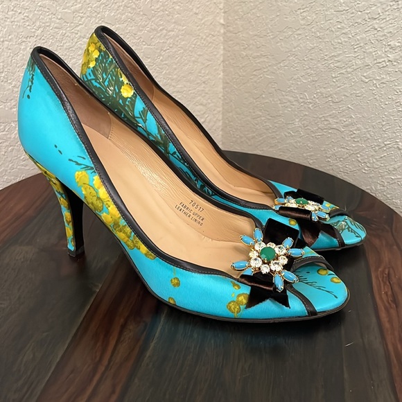 J. Crew Floral High Heel with Velvet & Jewel Trim - Picture 3 of 9